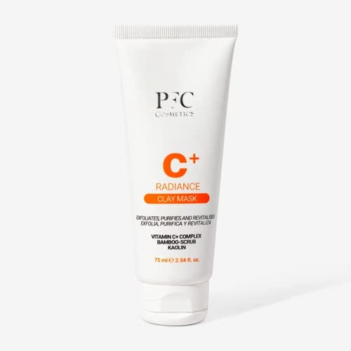 PFC Cosmetics - Mascarilla Exfoliante Facial Radiance C+ Clay Mask 75ml Tratamiento de Arcilla Exfoliante con Vitamina C+ Complex Scrub de Bamboo y Caolín Peeling Facial - Piel Normal, Seca y Grasa