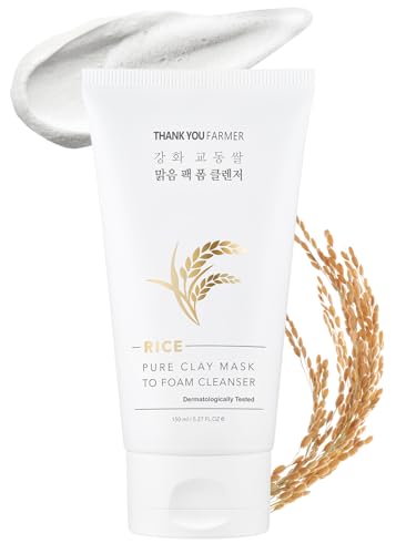 THANKYOU FARMER Rice Pure Clay Mask To Foam Cleanser (150ml) - EExtractos de arroz coreano exclusivos, limpieza profunda, clenaser facial coreano