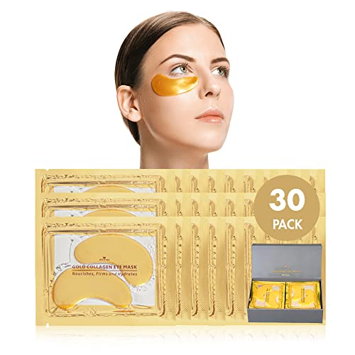 Revitale Mascarilla de colágeno para las bolsas de los ojos de oro, mascarilla de cuidado de la piel hidratante anti arrugas, ácido hialurónico (paquete de 30)