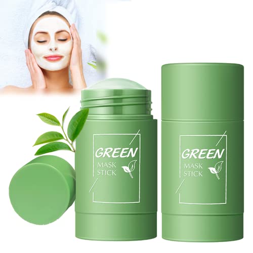 2 Pack Green Stick Mask Probuk Mascarilla de Arcilla Purificadora de té Verde,Mascarilla Puntos Negros para Limpieza Profunda Poros,Regula el Equilibrio Entre Agua y Aceite,Mejora la Sequedad de Piel