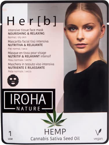 Iroha Nature - Mascarilla Facial Tissue Nutritiva & Relajante con Aceite de Semilla de Cannabis, 1 unidad (20gr) | Mascarilla Hemp Oil