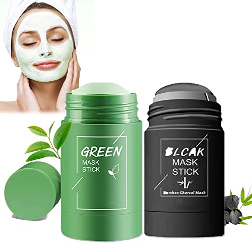2PCS Green Mask Stick Probuk Mascarilla de Arcilla Purificadora de Té Verde y Carbón de bambú para Limpieza Profunda Poros,Regula el equilibrio entre agua y aceite,Mejora la sequedad de la piel