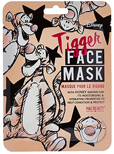 MAD Beauty Mascarilla Facial Disney Tigger, Disney Animal Face Mask Tigger, Translúcido, 0.42 Mililitro