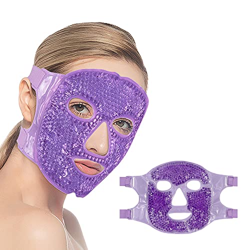 CAM2 - Máscara de enfriamiento facial para los ojos, máscara facial de gel, reutilizable, para ojos hinchados, bolsas de lágrimas (morado)