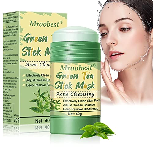 Green Mask Stick,Green Tea Cleansing Mask,Mascarilla Limpiadora Facial, hidrata y controla la grasa, elimina el acné, elimina los puntos negros